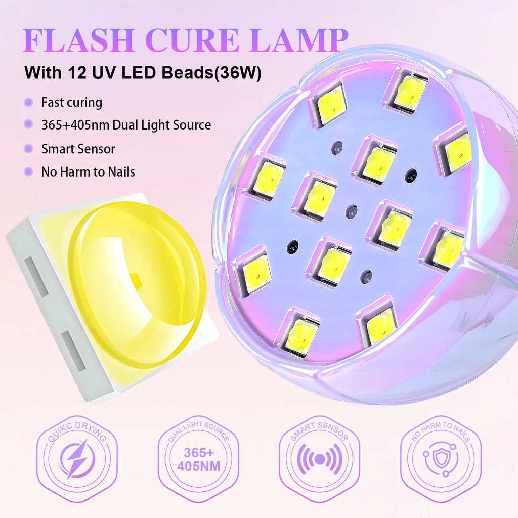 UV LED Nail Lamp 360° Bendable Auto-Sensing Fast Cure Dryer