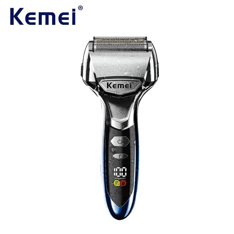 Kemei 5-Blade Electric Foil Shaver – Wet/Dry IPX7 Rechargeable