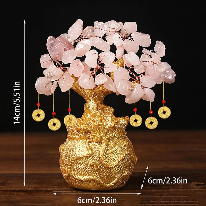 Yellow Crystal Money Tree Feng Shui Wealth Ornament