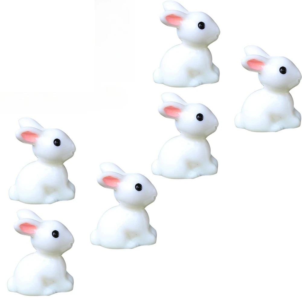 Mini Easter Bunny Figurines Hand-Painted Resin Rabbits 6/12/18 Pc