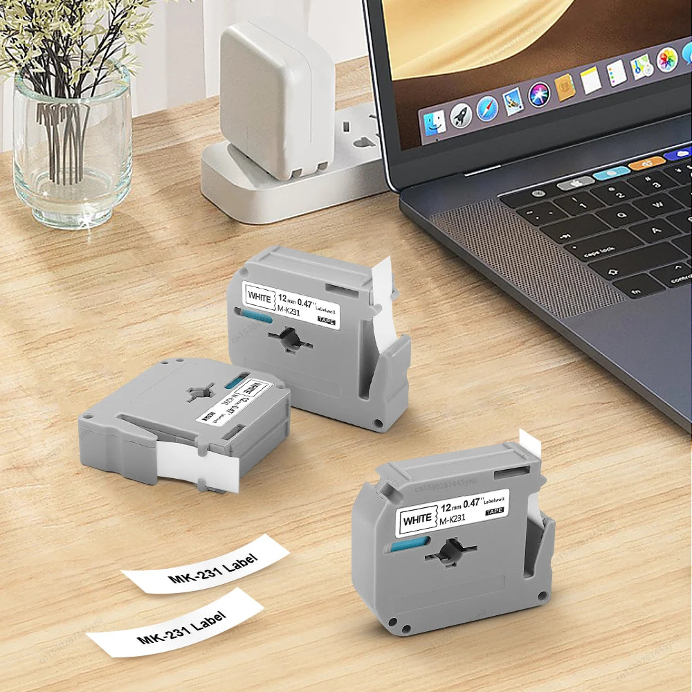 Brother MK-231 Compatible Label Tape 12mm Black on White 3/5-Pack