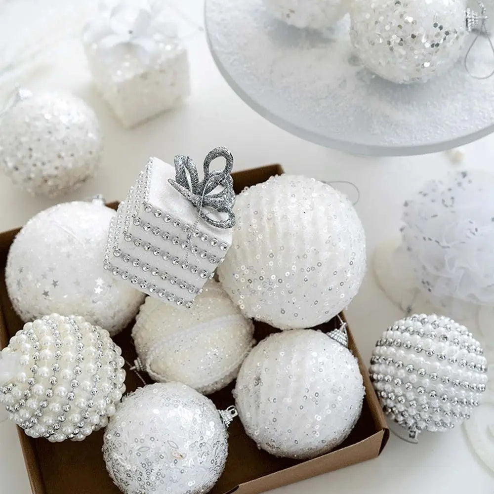 Sequin Foam Christmas Tree Baubles 8cm – Gold & Silver