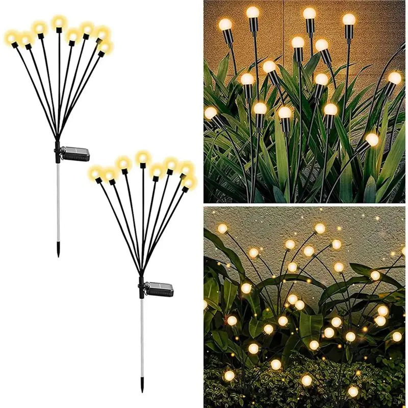 Solar Firefly Garden Lights 8LED Swaying Warm White 6PCS