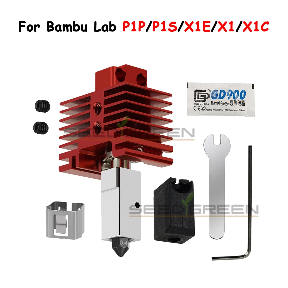 Metal Hotend & Cooling Fan for Bambu Lab P1P P1S X1 X1C X1E