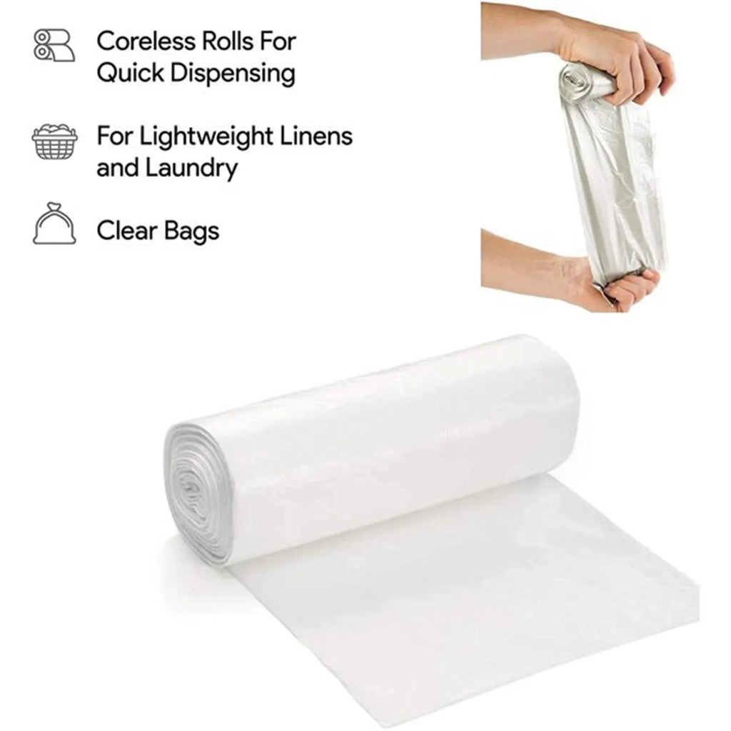 Coreless Clear Trash Bags 8L 50 Pcs – Quick-Dispense Roll