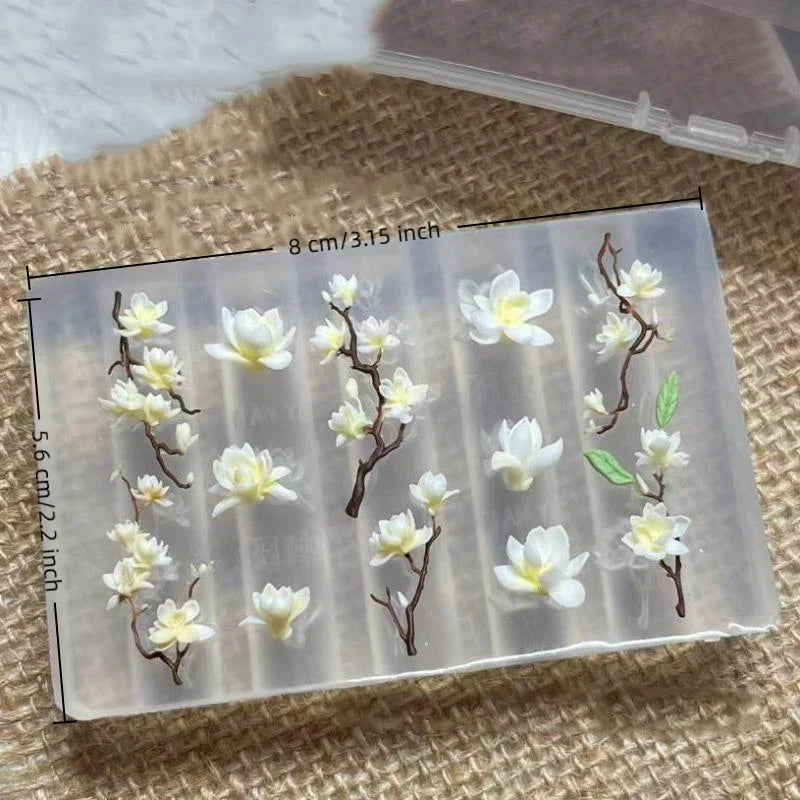 3D Magnolia Silicone Nail Art Mold – DIY Floral Carving Template