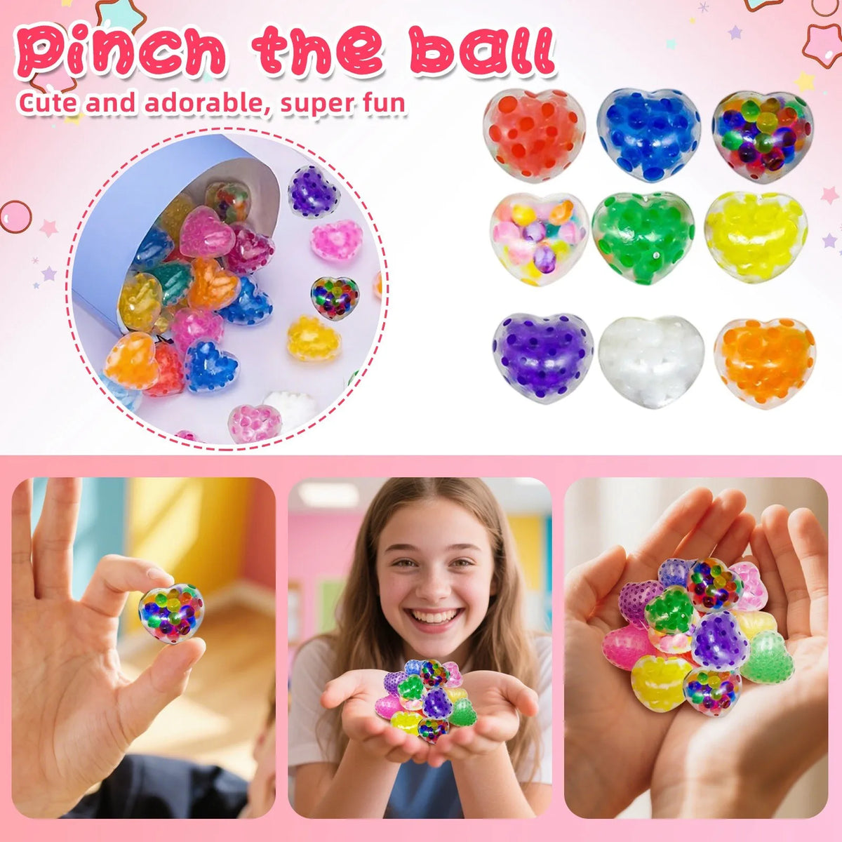 Heart Squishy Stress Ball – Mochi Squeeze Fidget Toy Gift