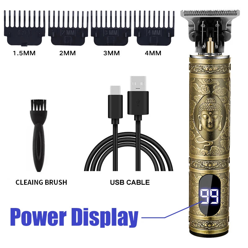 Vintage T9 Rechargeable Hair Clipper & Beard Trimmer for Men
