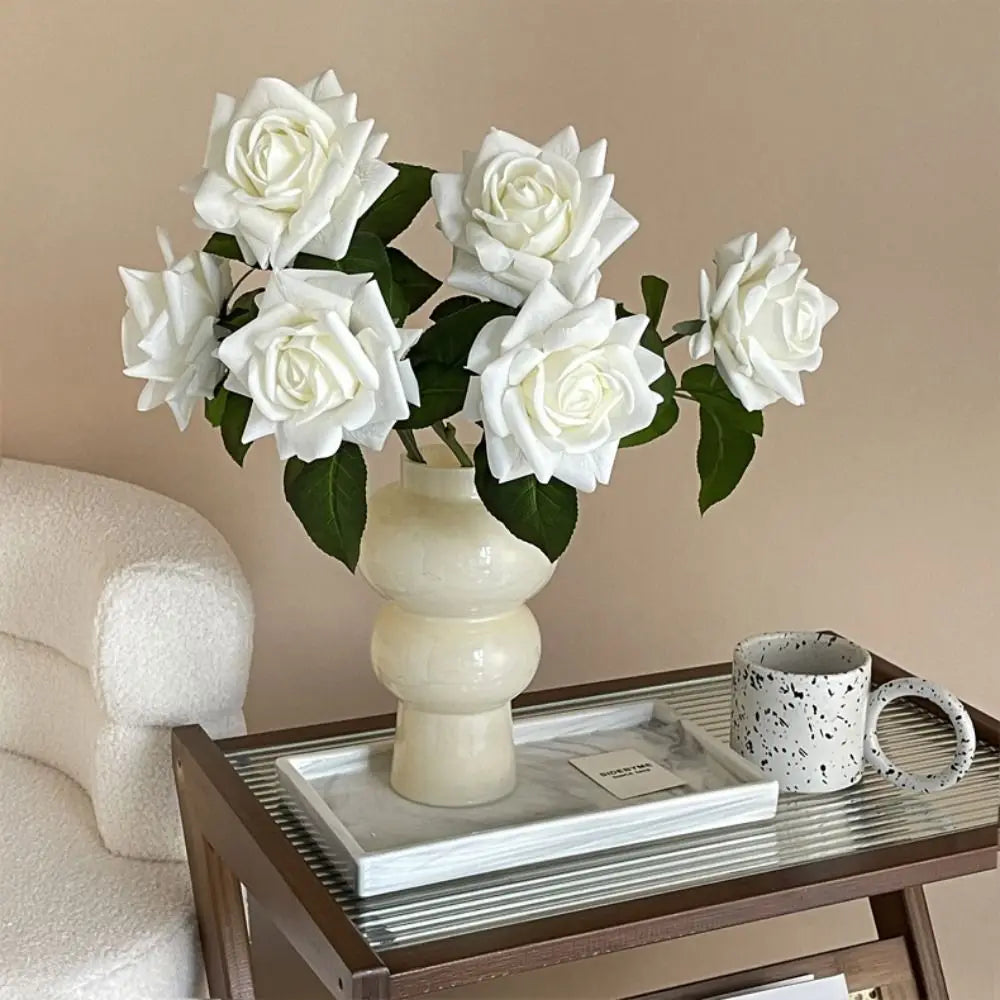 Multicolor Artificial Rose Silk Real Touch Faux Flower 42cm