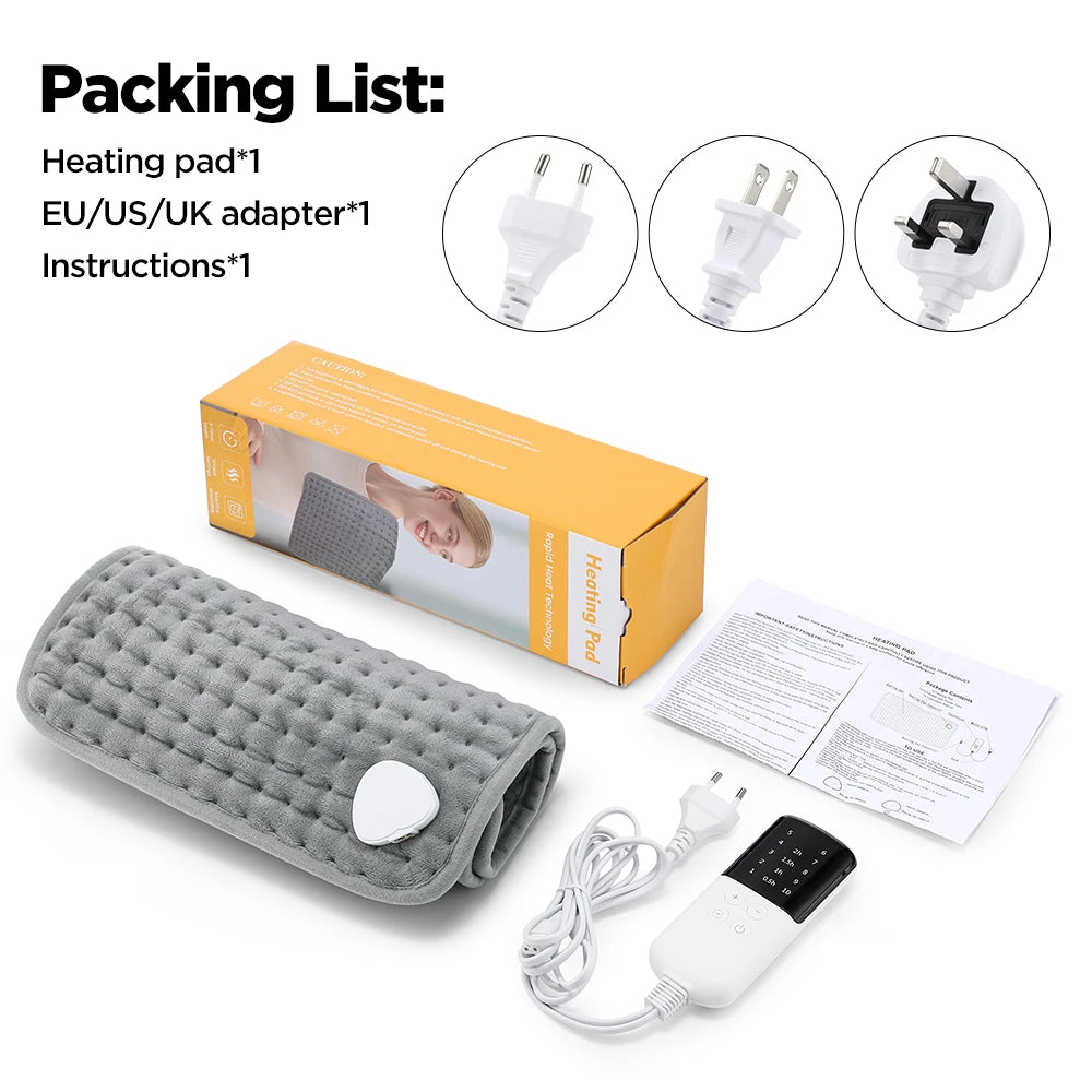 VIBE Electric Heating Pad 10-Level Temp 4-Mode Timer 60×30cm