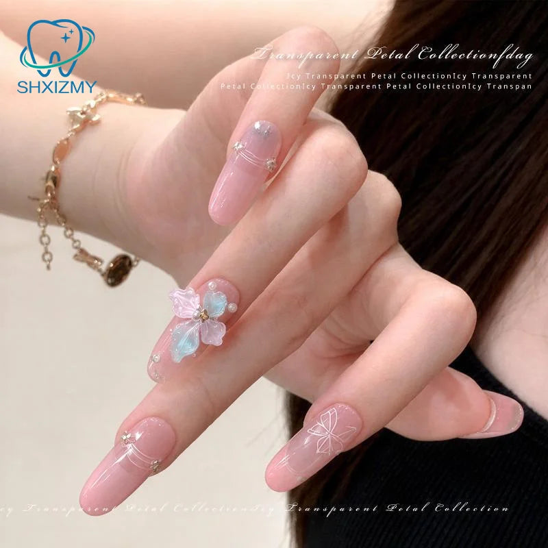 20Pcs 3D Ice Crystal Flower Nail Charms DIY Nail Art Decor