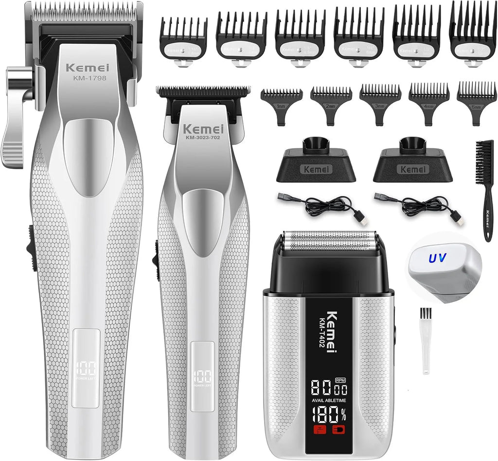 Kemei 3-in-1 Cordless Hair Clipper Trimmer & Foil Shaver Set