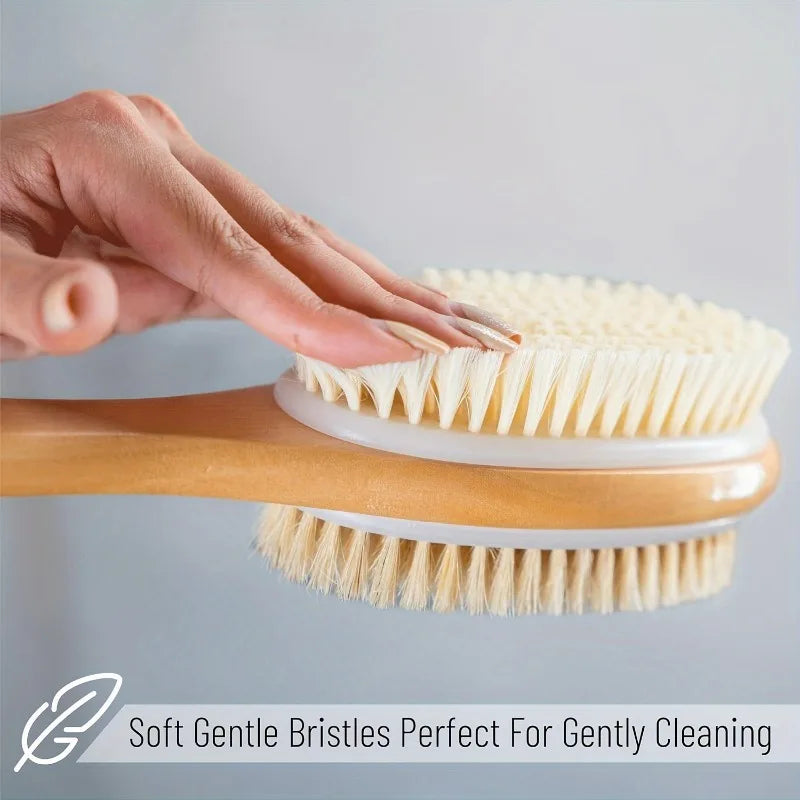 Dual-Sided Long Handle Shower Brush – Body Scrubber & Exfoliator