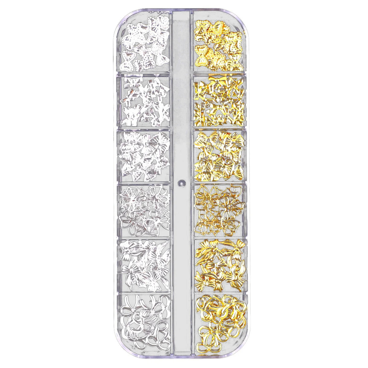 12-Grid 3D Nail Charms Gold Silver Punk Metal Art Decorations