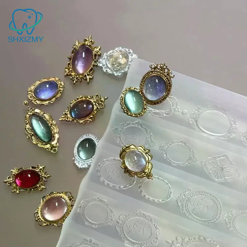 3D Baroque Silicone Nail Mold – Retro Frame & Shell Carving