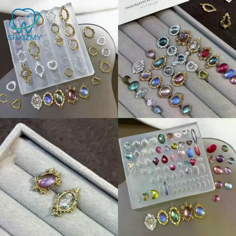 3D Baroque Silicone Nail Mold – Retro Frame & Shell Carving