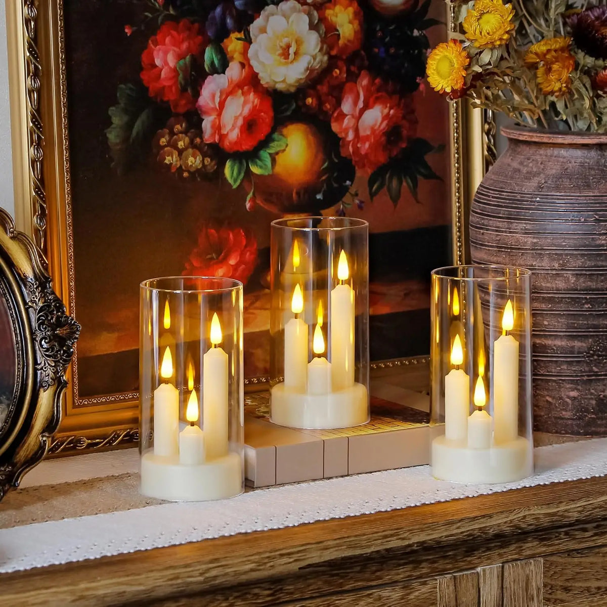 3-in-1 Flameless LED Taper Candles with Lampshade | Flickering