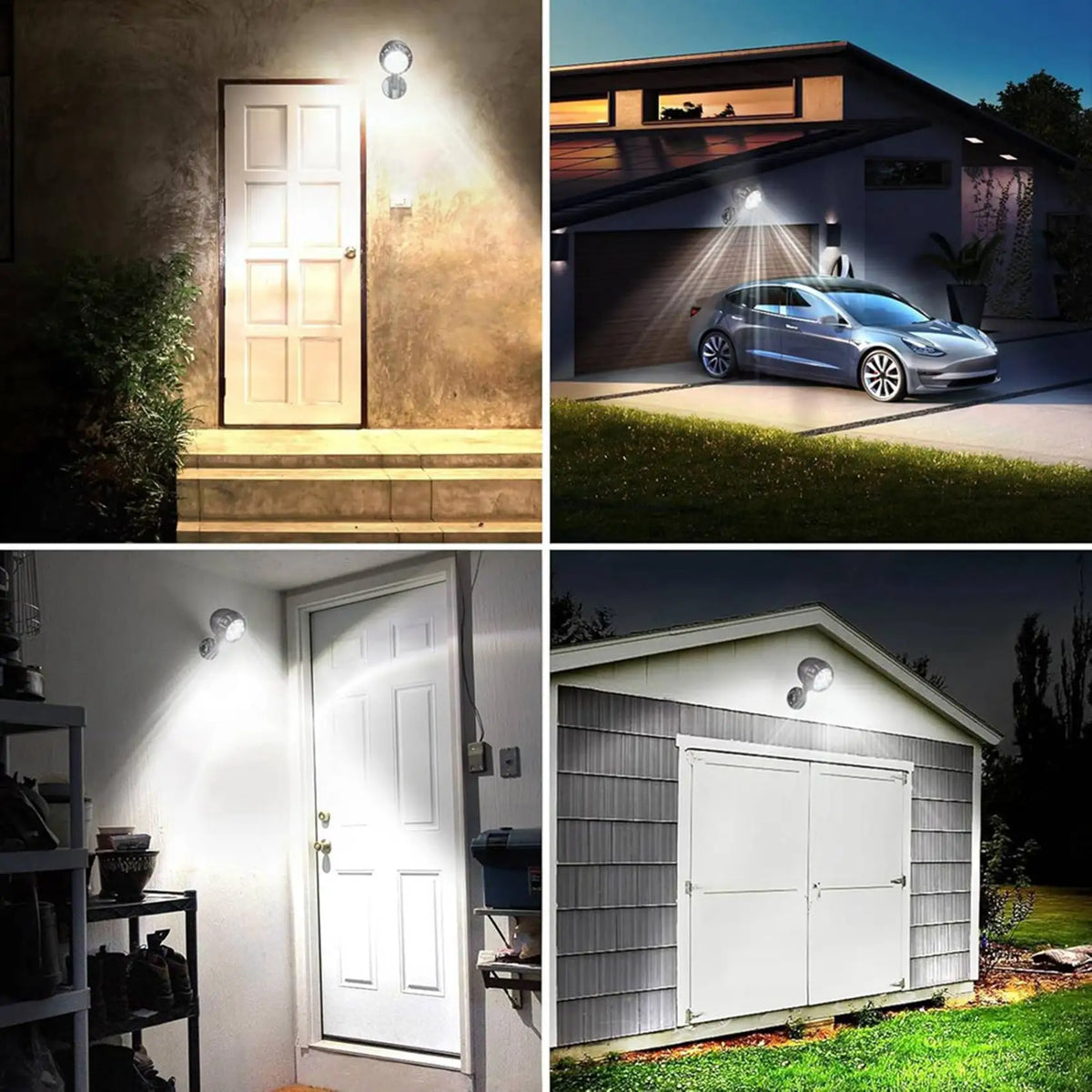 Battery Motion Sensor Outdoor Light 6 LED 6000K 4-Pack
