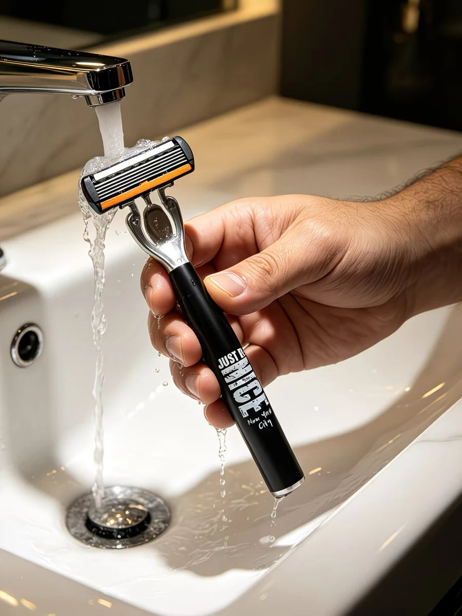 Men's 6-Layer Stainless Steel Safety Razor Set & Replacement Head