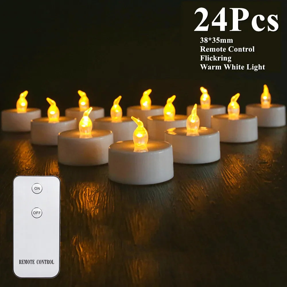 LED Flameless Tea Light Candles – Flickering Battery Operated 12/24 Pack