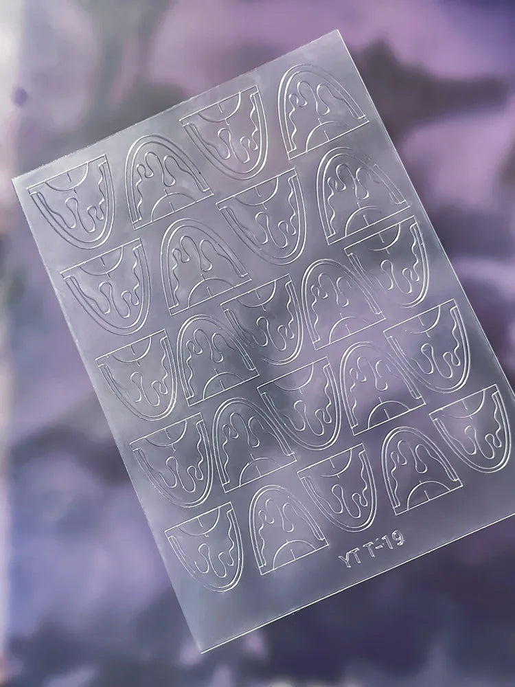 French Nail Art Stickers 3D Decals – Checkered & Heart Designs