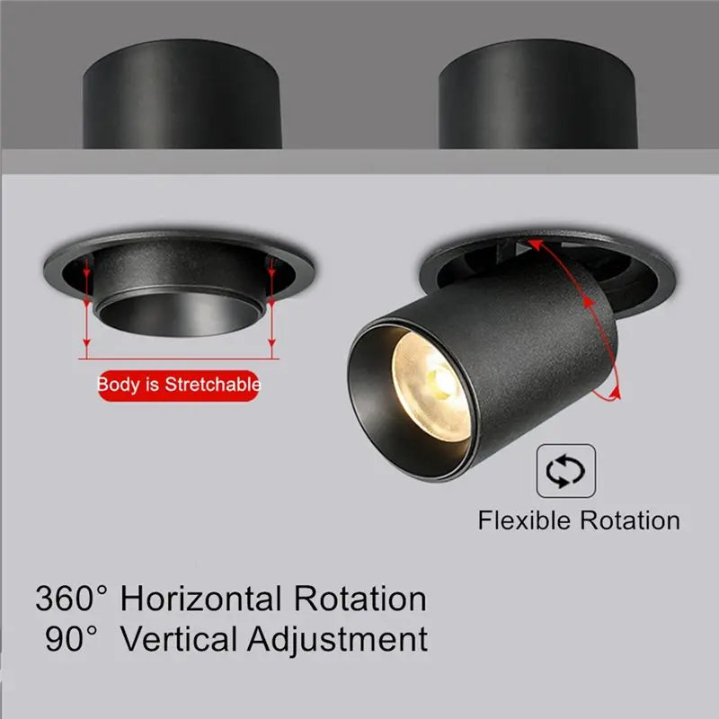 VIBE 12W Extendable LED Recessed COB Downlight Adjustable Spot