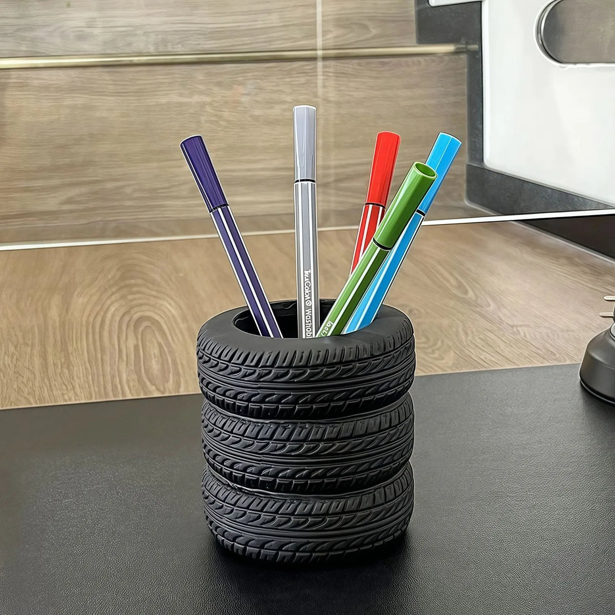 Creative Tire Shaped Pen Holder – Novelty Desk Organizer