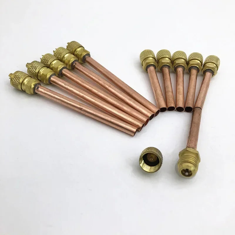 5-Pack Brass Refrigerant Charging One-Way Valve – AC Welding Type