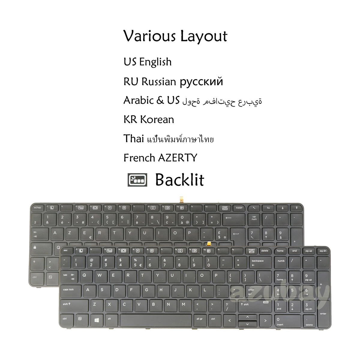 AZUBAY Backlit Keyboard HP ProBook 450 455 470 G3 G4