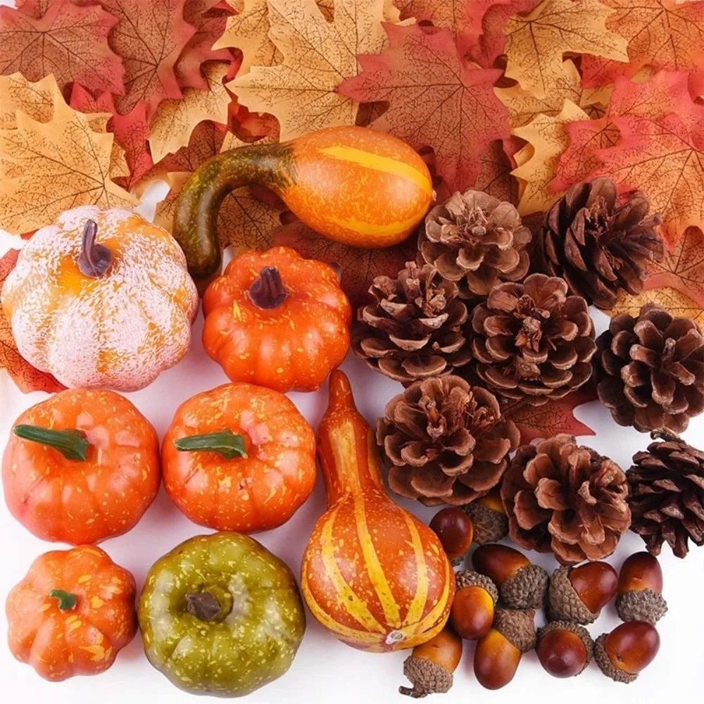 50pcs Faux Berries & Maple Leaves Fall Halloween Decoration Set