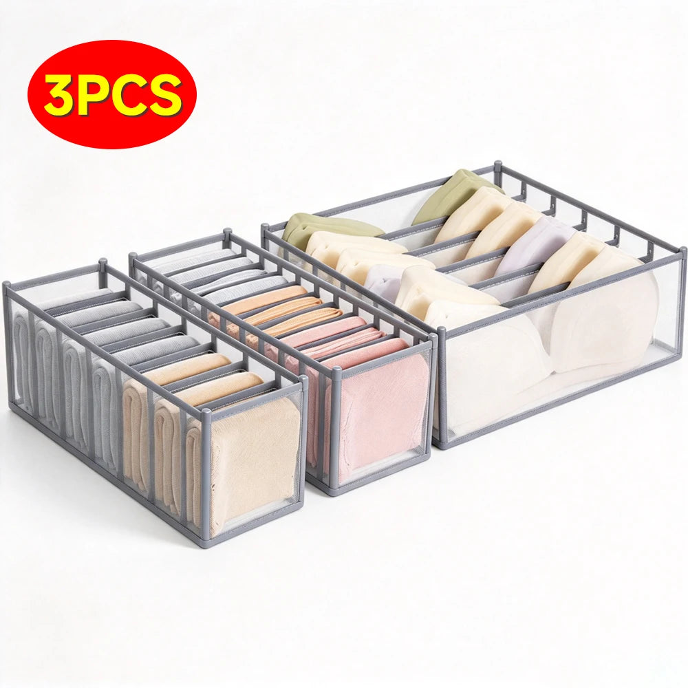 3-Piece Foldable Drawer Organizer – 30-Grid Wardrobe Storage Set