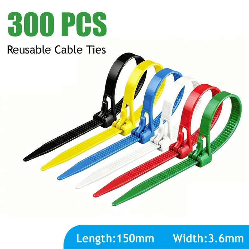 Reusable Nylon Cable Ties 50–1000pcs Mixed Colours & Black