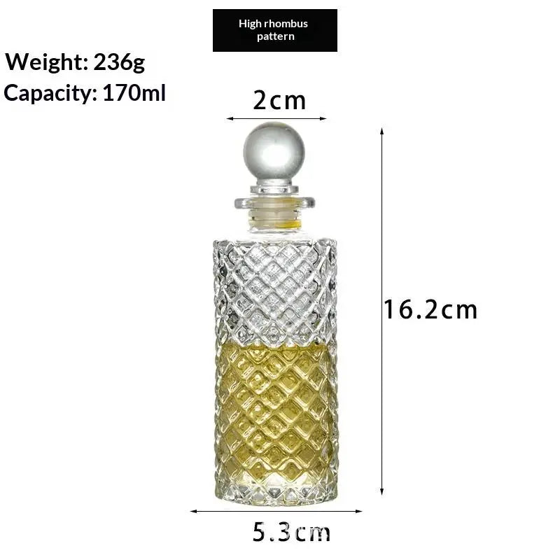 Vintage Embossed Glass Bitters Bottle with Stopper & Pour Spout