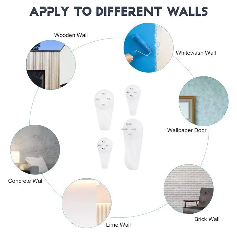 40-Pc Invisible Wall Hooks Picture Hangers No-Trace Nail Set