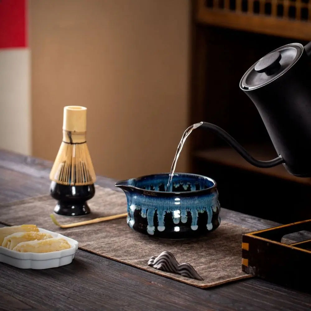 Japanese Matcha Tea Set – Ceramic Bowl & Bamboo Whisk Kit