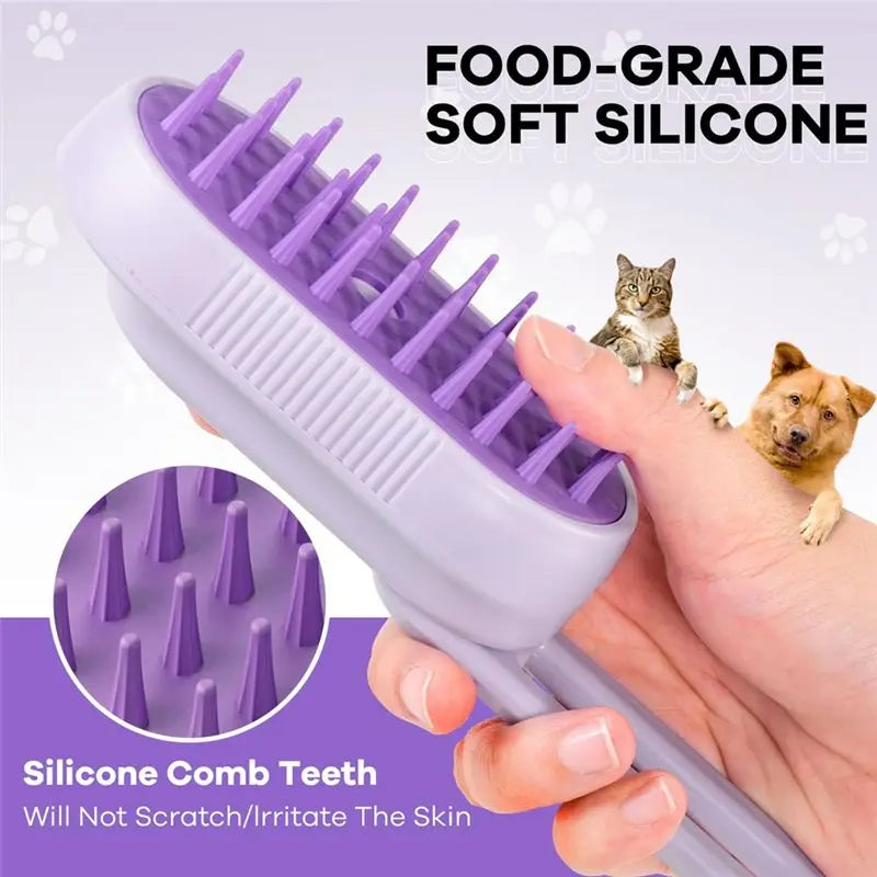 4-in-1 Steam Brush for Cats & Dogs – Anti-Static & Massage