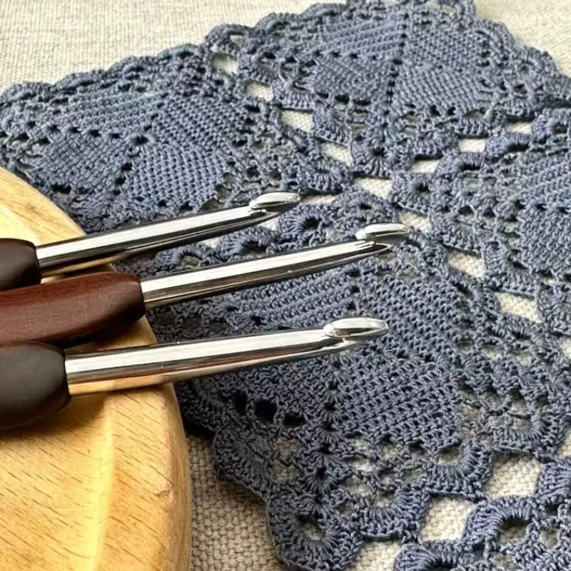 Titanium Alloy Large Crochet Hook with Sandalwood Handle