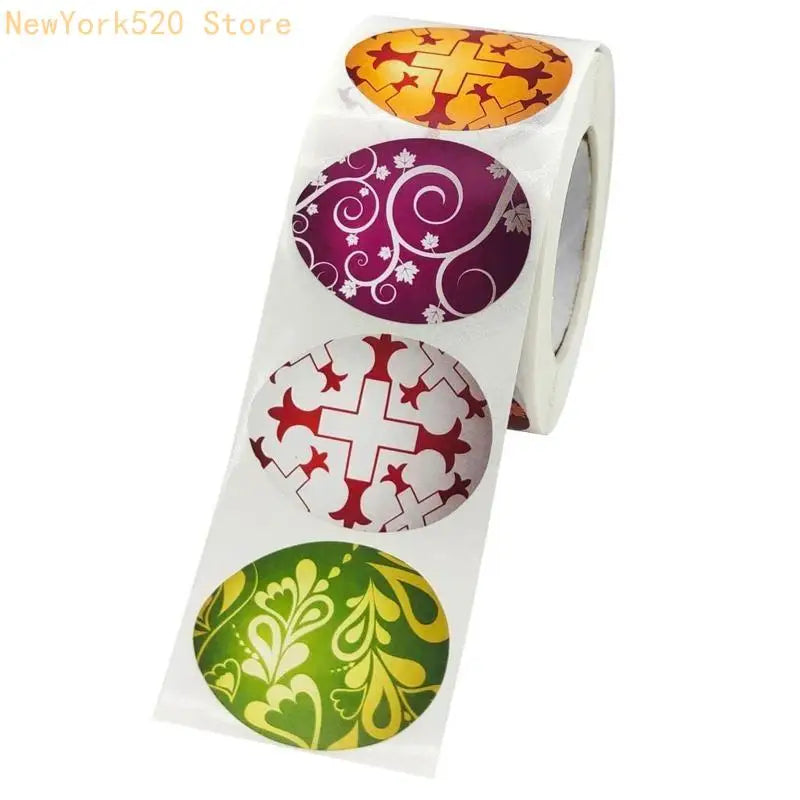 500pcs Happy Easter Egg Stickers Roll – Party Seals & Labels