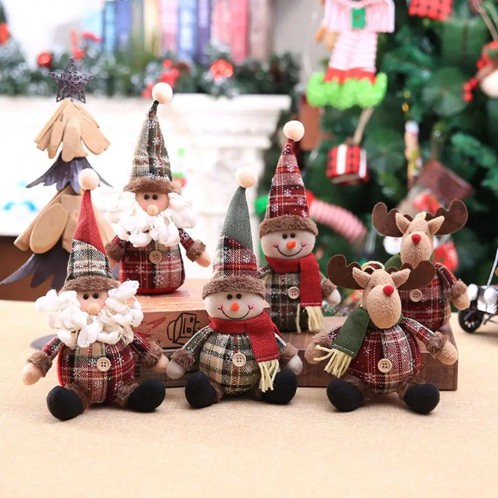 Soft Plush Christmas Dolls – Santa, Elk & Snowman Holiday Decor