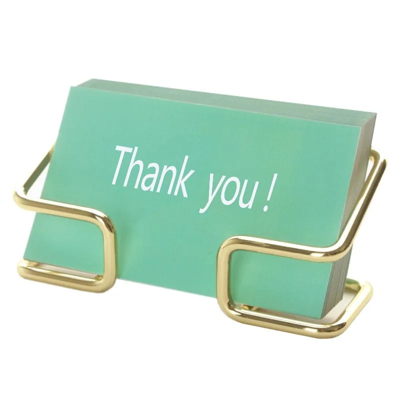 Golden Stainless Steel Desk Card Holder – VIBE Office Organizer