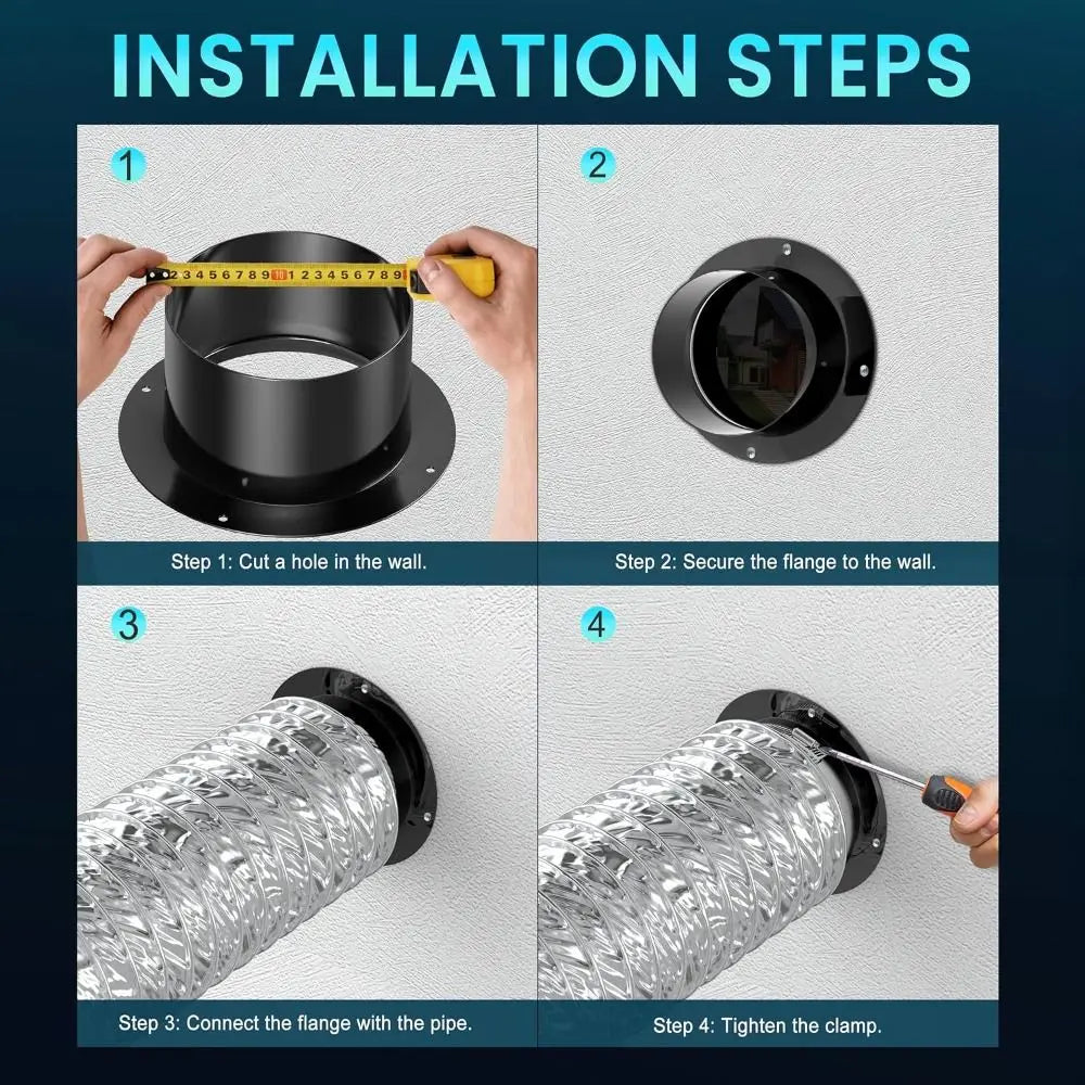 Round Wall Flange Connector Black ABS Ventilation Pipe Coupling