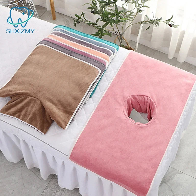 Massage Table Face Hole Towel – Soft Coral Velvet 40x80cm