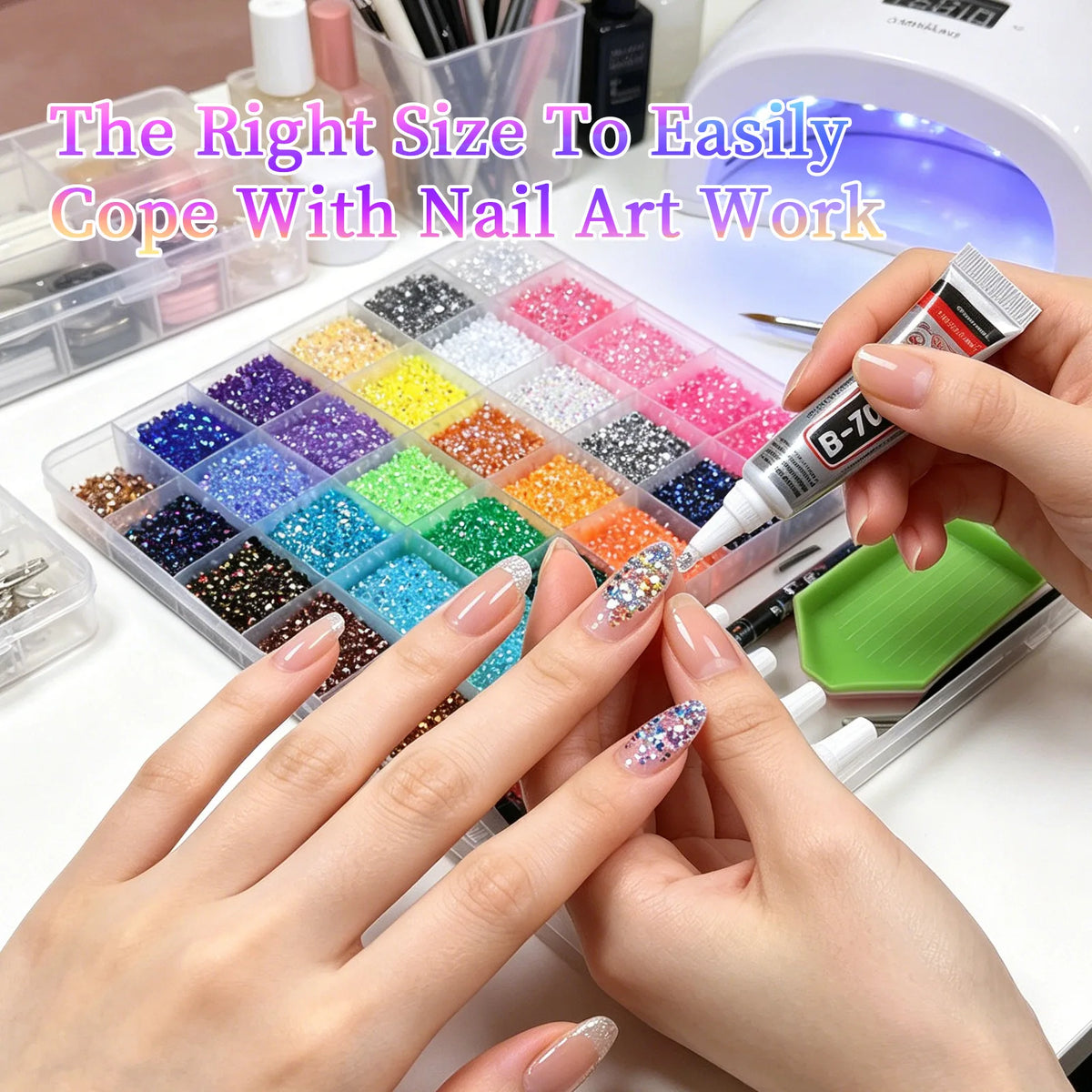 Nail Art Rhinestones Kit 31/40/48 Grids – Flat Back Gems