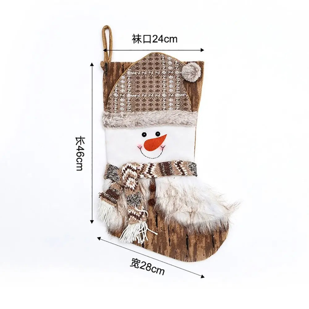 Cartoon Christmas Stockings – Santa, Snowman & Deer Gift Bags