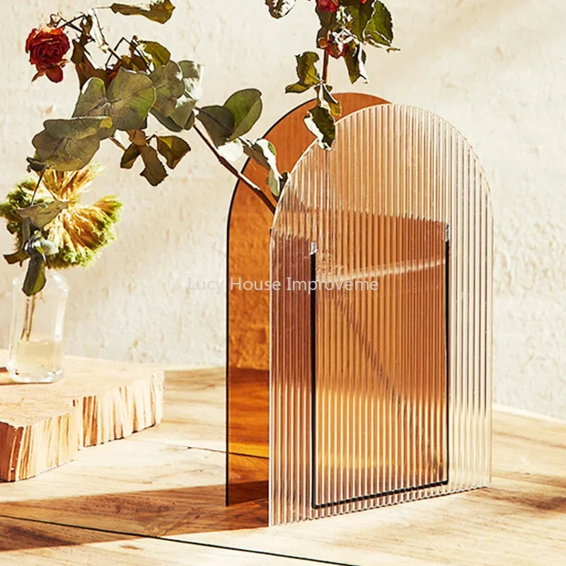Rainbow Acrylic Vase – Modern Floral Tabletop Decoration