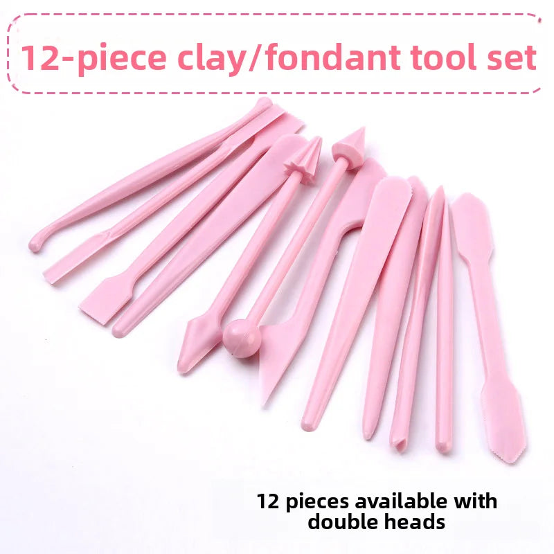 12-Piece Fondant Cake Modeling & Clay Carving Tool Set