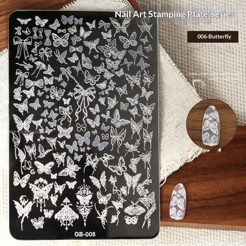 Floral Lace Butterfly Nail Art Stamping Plate – DIY Stencil