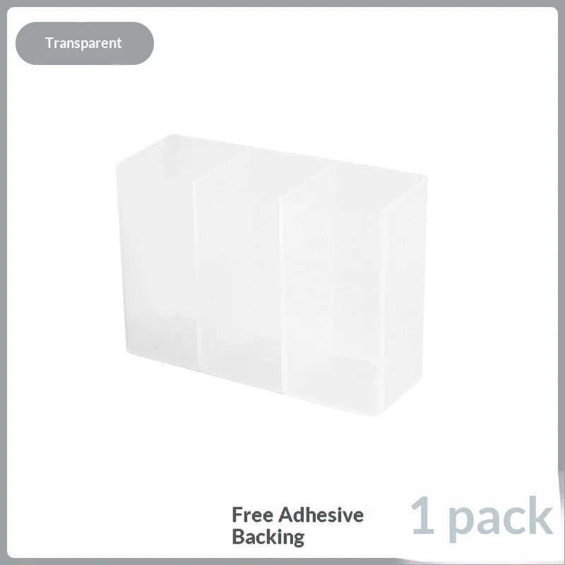 3-Grid Wall Mounted Makeup Organizer – Punch-Free & Clear