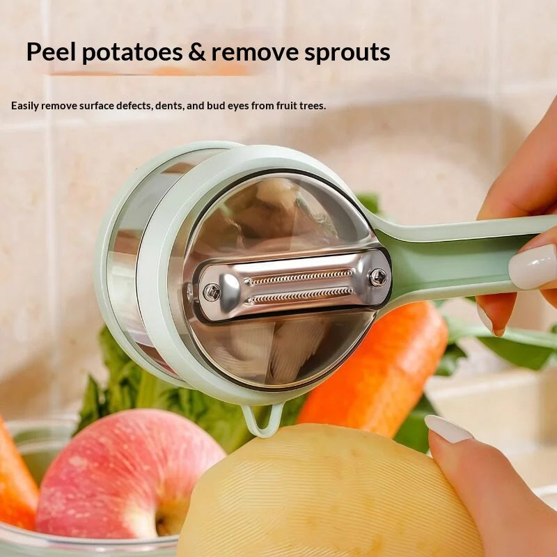 Vegetable Peeler with Storage Container – Stainless Steel Blade