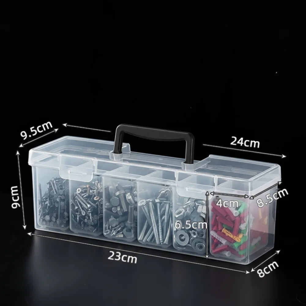 Transparent Multi-Compartment Plastic Tool Storage Organizer Box